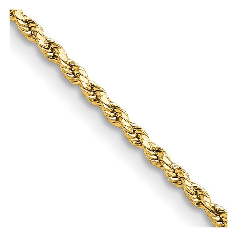 2mm 14k Yellow Gold Diamond Cut Hollow Rope Chain Necklace, 18 Inch